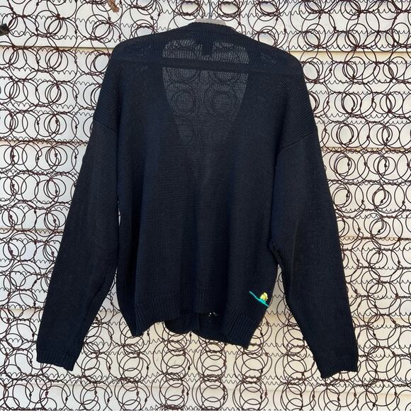 Vintage cardigan sweater w teddy bear puppies stringing Christmas lights sequin - Picture 3 of 4